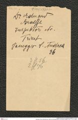 Nachlass Franz Steindachner, Notiz zur Korrespondenz von Eduard Graeffe, Inv.Nr. 173.41, Seite 1